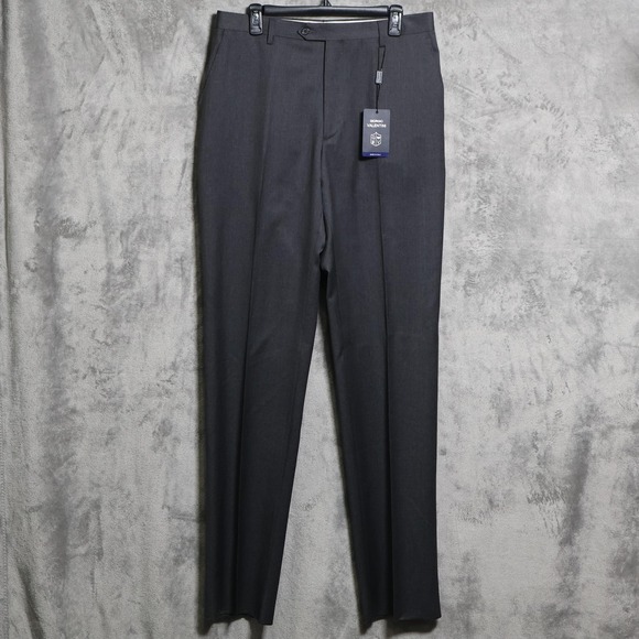 Giorgio Valentini Pants Mens 34x37.5 Gray Dress Pleated Tollegno 1900 Wool Italy